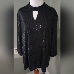 NWT Elegant Black Sequin Women's Top XL